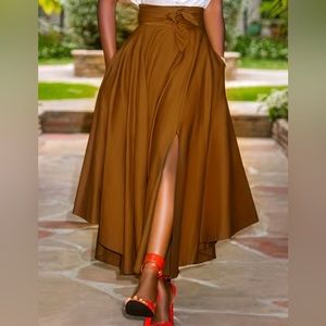 Passion Casual Pleated Ruffle Hem Tied Skirt